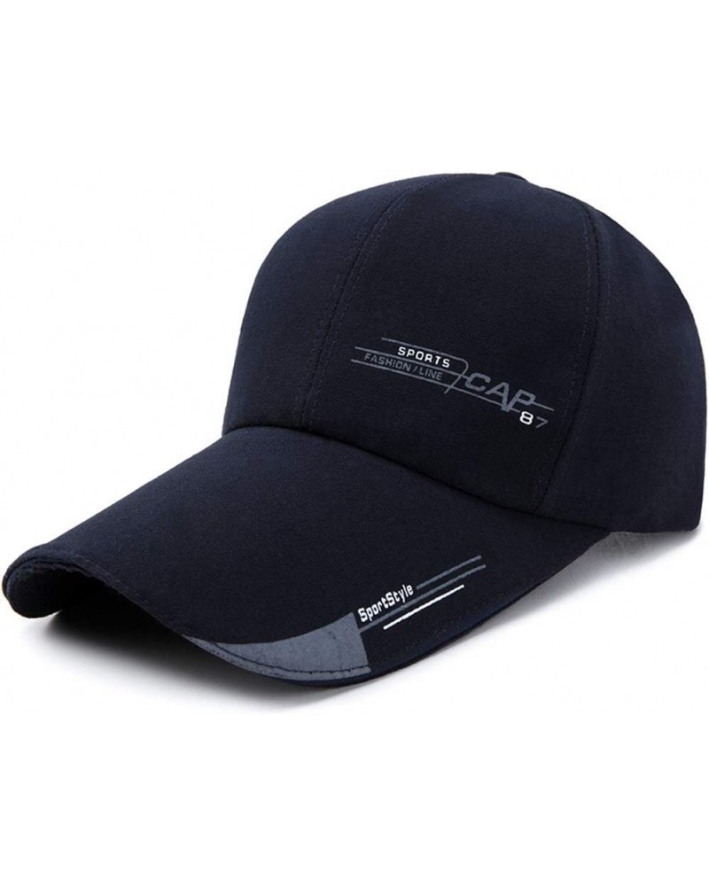 Unisex Long Brim Baseball Cap Cotton Adjustable Outdoor Sun Hat Large Visor Anti-UV Navy3 $10.19 Visors