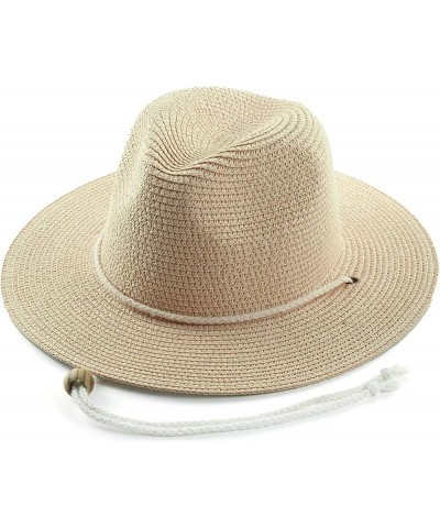 Women Straw Fedora Hat Summer Panama Beach Sun Hats UV UPF50+ Cap Beige $13.92 Sun Hats