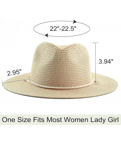 Women Straw Fedora Hat Summer Panama Beach Sun Hats UV UPF50+ Cap Beige $13.92 Sun Hats