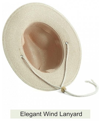 Women Straw Fedora Hat Summer Panama Beach Sun Hats UV UPF50+ Cap Beige $13.92 Sun Hats