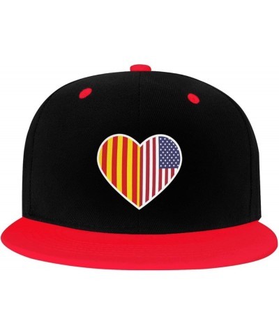 I Love America and Catalonia Snapback Hat for Men Women Baseball Cap Trucker Flat Bill Hats Dad Caps Red $14.30 Baseball Caps