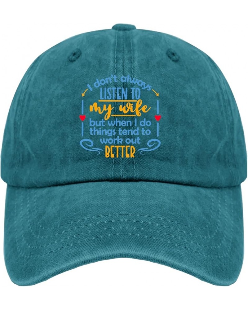 I Don't Always Listen to My Wife But When I Do Funny Husband Hat Funny Trucker Hat Pigment Black Dad Hats for Men Cyan Blue $...