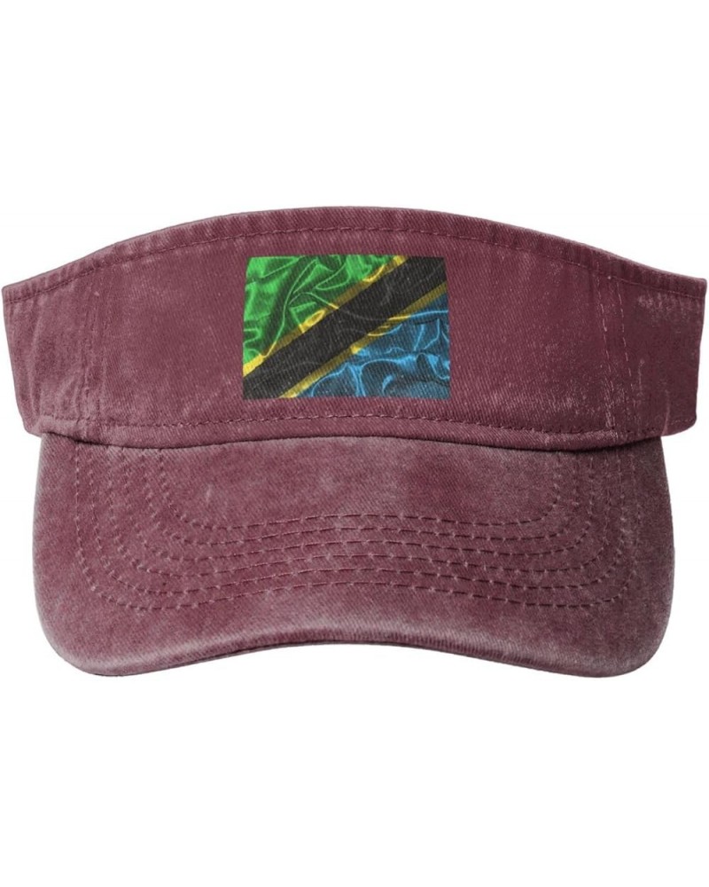 Silk Style Flag of Tanzania Sun Hat Sun Visor Hats for Women Men Baseball Cap Golf Hats Red $12.55 Visors