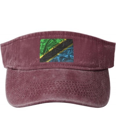 Silk Style Flag of Tanzania Sun Hat Sun Visor Hats for Women Men Baseball Cap Golf Hats Red $12.55 Visors