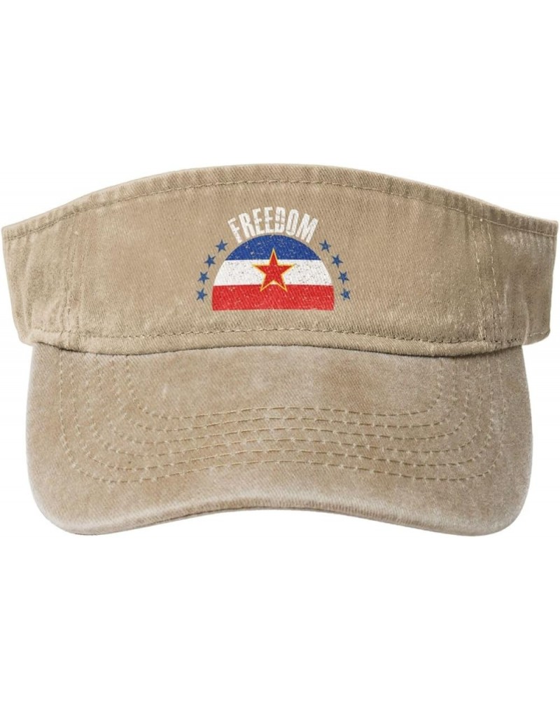 The Yugoslavia Flag and Freedom Sun Visor Hats for Women Men Sun Hat Cotton Golf Hat Vintage Baseball Cap Natural $14.29 Sun ...