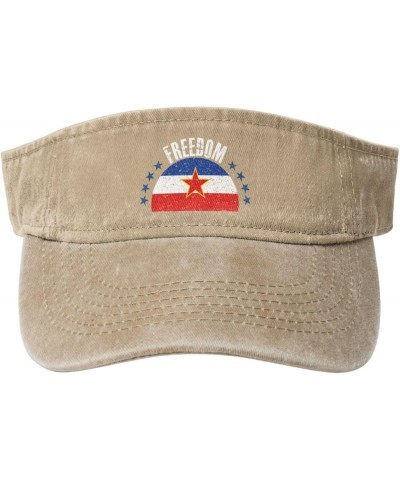 The Yugoslavia Flag and Freedom Sun Visor Hats for Women Men Sun Hat Cotton Golf Hat Vintage Baseball Cap Natural $14.29 Sun ...