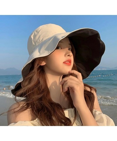 Beach Hats for Women Large Brim Sun Hats Double-Sided UV Protection Foldable Wide Brim Fishing Cap Black $11.79 Sun Hats