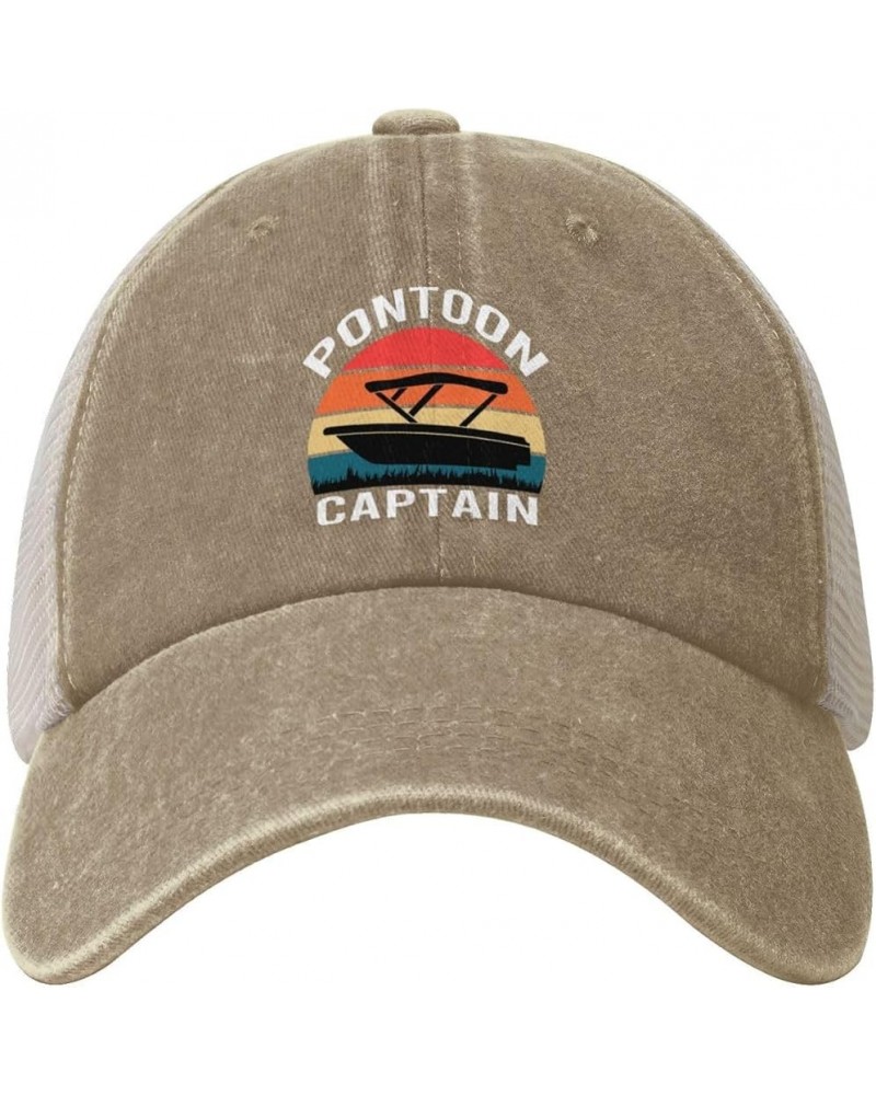 Pontoon Captain Cowboy Hat Men Vintage Mesh Baseball Cap Women Dad Hat Sun Hat Trucker Hat Black Natural $11.86 Baseball Caps