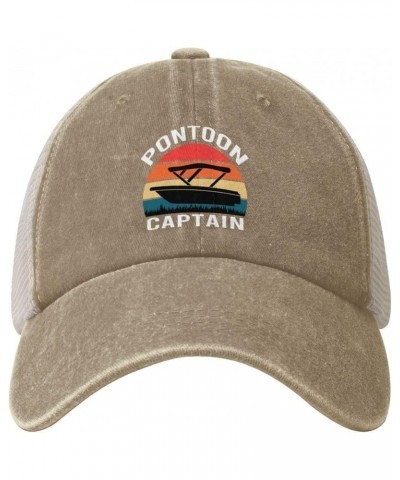 Pontoon Captain Cowboy Hat Men Vintage Mesh Baseball Cap Women Dad Hat Sun Hat Trucker Hat Black Natural $11.86 Baseball Caps