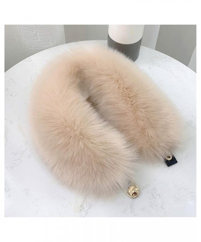 Faux Fur Collar Wrap for Women, Snap Button Fluffy Collar Scarf Winter Neck Warmer for Parkas Jacket Coat Khaki $10.22 Scarves