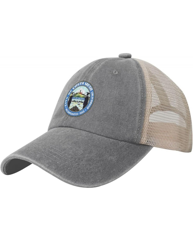 Seal of Costa Mesa, California Baseball Cap Women Men Mesh Back Hats Vintage Cowboy Hat Dad Caps Gray $12.77 Cowboy Hats