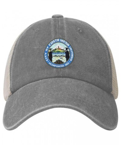 Seal of Costa Mesa, California Baseball Cap Women Men Mesh Back Hats Vintage Cowboy Hat Dad Caps Gray $12.77 Cowboy Hats