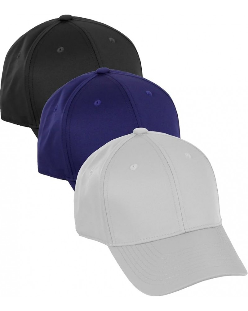 Performance Hat High Profile Structured Baseball Cap Multi 3 Pack 3 Pack - Black,navy,light Grey $17.68 Baseball Caps