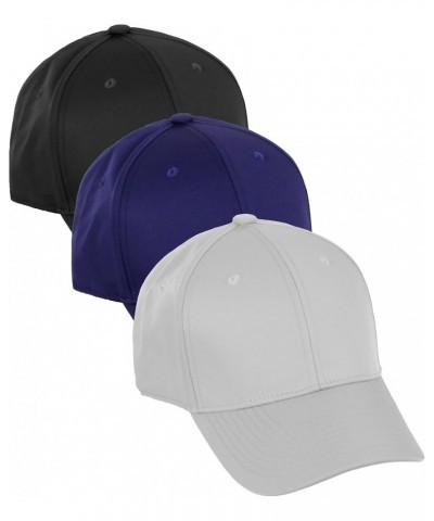 Performance Hat High Profile Structured Baseball Cap Multi 3 Pack 3 Pack - Black,navy,light Grey $17.68 Baseball Caps