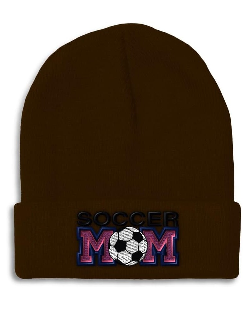 Beanies for Men Soccer Mom B Embroidery Soccer Winter Hats for Women Acrylic Skull Cap 1 Size Brown Design Only $11.70 Skulli...