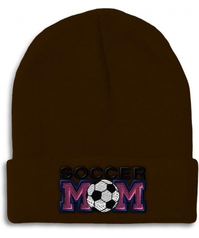 Beanies for Men Soccer Mom B Embroidery Soccer Winter Hats for Women Acrylic Skull Cap 1 Size Brown Design Only $11.70 Skulli...