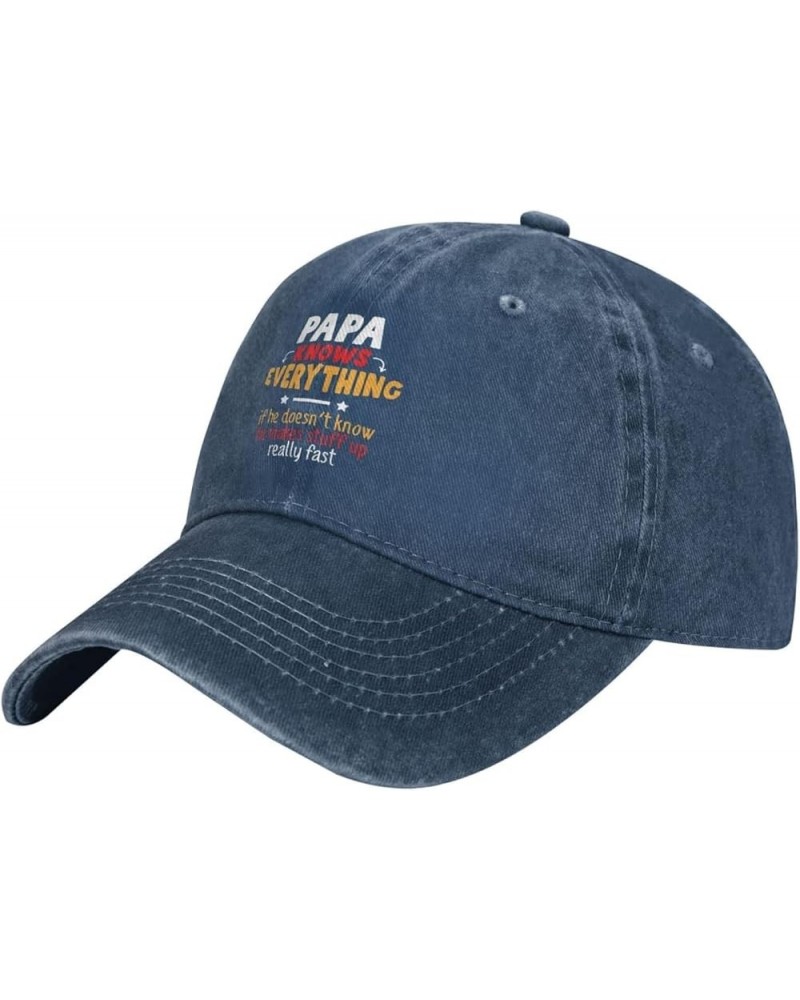 Papa Knows Everything Cowboy Cap Outdoor Leisure Adjustable Cowboy Hat Unisex Black Navy Blue $11.21 Cowboy Hats