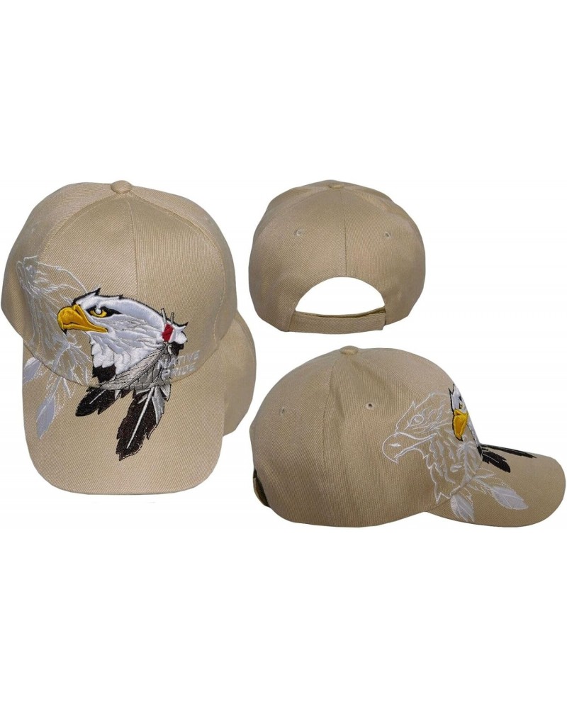 Fitted Hats for Men Baseball Cap - Adjustable Baseball Caps for Men Native Pride Indian Bald Eagle Feathers White Shadow Khak...