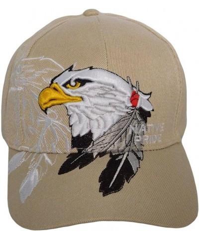 Fitted Hats for Men Baseball Cap - Adjustable Baseball Caps for Men Native Pride Indian Bald Eagle Feathers White Shadow Khak...