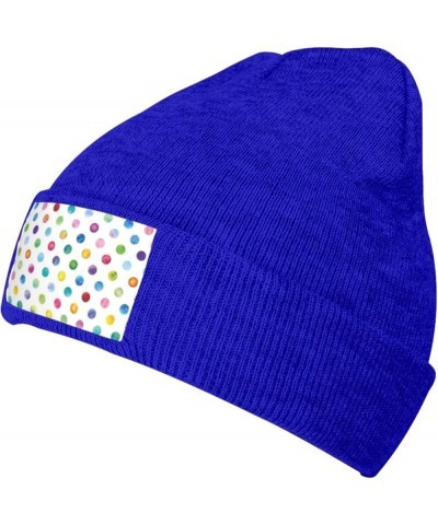 Blue Polka Dot Pattern Print Skullies Beanies Thin Bonnet Cap Autumn Winter Casual Hat Outdoor Ski Knit Cap Blue $10.52 Skull...