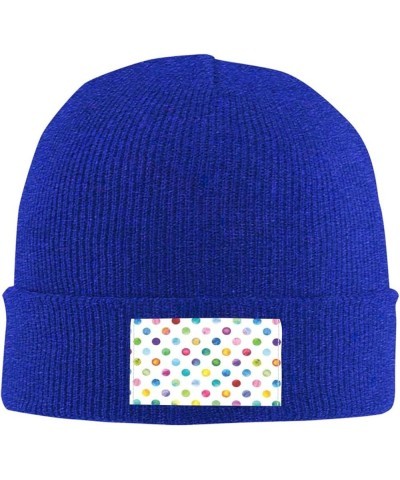 Blue Polka Dot Pattern Print Skullies Beanies Thin Bonnet Cap Autumn Winter Casual Hat Outdoor Ski Knit Cap Blue $10.52 Skull...