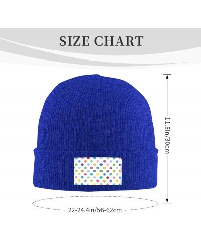 Blue Polka Dot Pattern Print Skullies Beanies Thin Bonnet Cap Autumn Winter Casual Hat Outdoor Ski Knit Cap Blue $10.52 Skull...