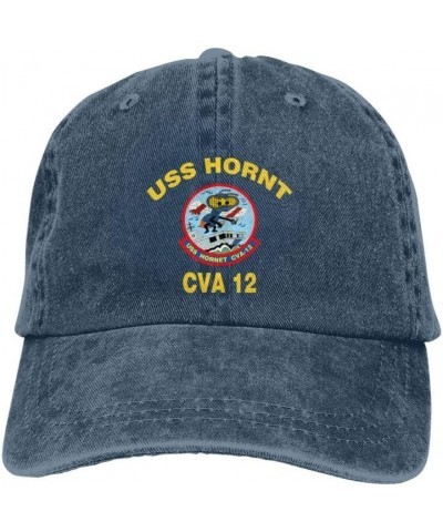 USS Hornet Cv-Cva-Cvs-12 Flag Baseball Caps Denim Hats Cowboy Knit hat Fisherman's hat Navy Blue $16.07 Baseball Caps