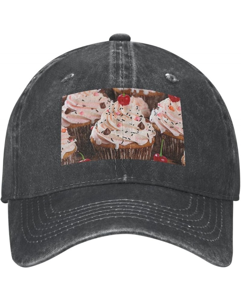 Baseball Cap for Men Women Cupcake and Muffin Adjustable Dad Hat Washed Cotton Baseball Hat for Outdoor Black $9.93 Baseball ...