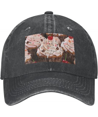 Baseball Cap for Men Women Cupcake and Muffin Adjustable Dad Hat Washed Cotton Baseball Hat for Outdoor Black $9.93 Baseball ...