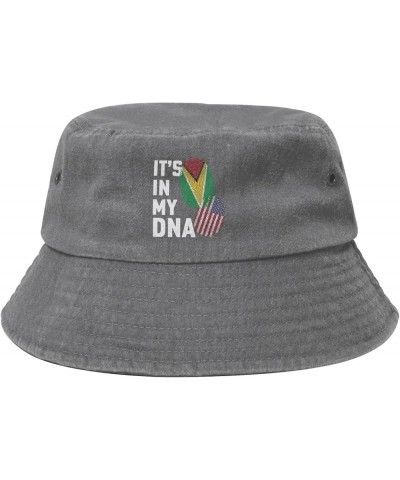 Guyana It's in My DNA Bucket Hat for Women Men Summer Travel Sun Hat Outdoor Cap Funny Bucket Hats Gray $11.73 Bucket Hats