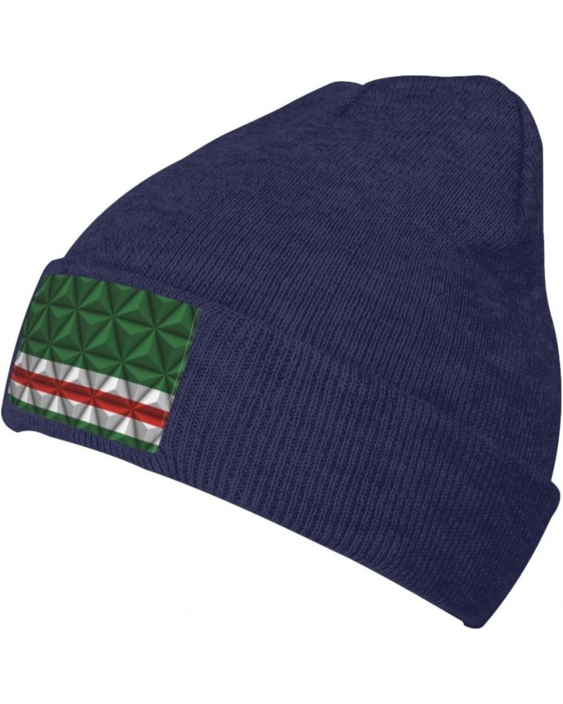 Flag of Chechen Republic of Ichkeria with Polygon Effect Beanie Hat for Men Women Soft Cozy Skull Cap Winter Warm Knit Hats N...