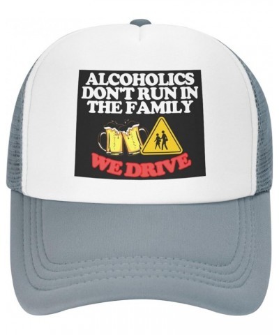 Alcoholics Don't Run We Drive Women's Baseball Cap Retro Trucker Hat Adjustable Gray $9.76 Baseball Caps