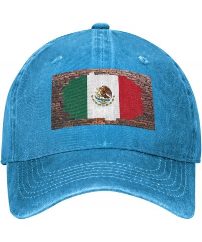 Brick Wall Mexican Flag Casquette Baseball Cap Vintage Denim for Men Women Blue $7.53 Baseball Caps