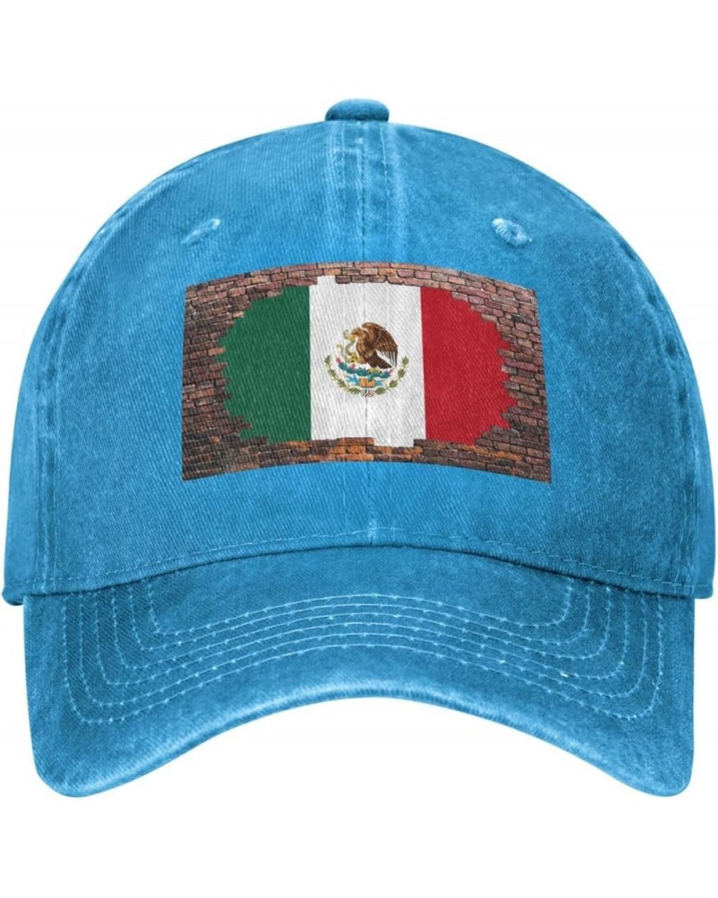 Brick Wall Mexican Flag Casquette Baseball Cap Vintage Denim for Men Women Blue $7.53 Baseball Caps