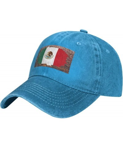 Brick Wall Mexican Flag Casquette Baseball Cap Vintage Denim for Men Women Blue $7.53 Baseball Caps