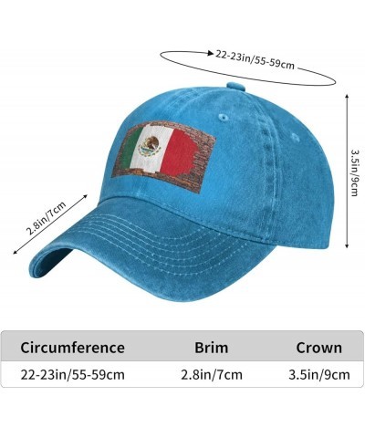 Brick Wall Mexican Flag Casquette Baseball Cap Vintage Denim for Men Women Blue $7.53 Baseball Caps