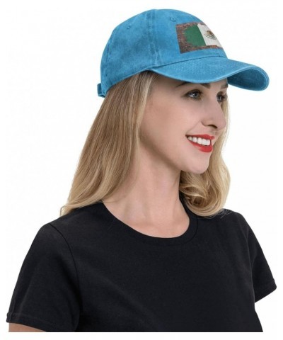 Brick Wall Mexican Flag Casquette Baseball Cap Vintage Denim for Men Women Blue $7.53 Baseball Caps