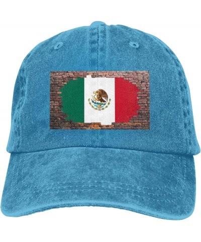 Brick Wall Mexican Flag Casquette Baseball Cap Vintage Denim for Men Women Blue $7.53 Baseball Caps