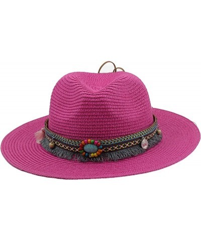 Fashion Panama Hats for Women Men Jazz Fedoras Sun Hats Summer Breathable Elegant Ladies Party Beach Hat Purple-a1 $15.29 Sun...