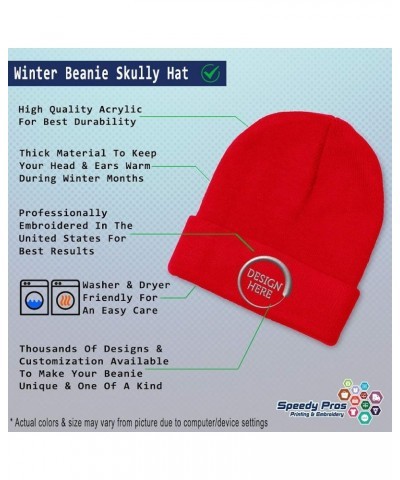 Custom Beanies for Men Australian Cattle Dog Embroidery Dogs Winter Hats for Women Acrylic Skull Cap 1 Size Red Personalized ...