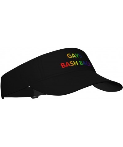 Gays Bash BackPride Flag LGBT Visor Cap Adjustable Uv Protection Sun Visor Hats Empty Top Baseball Hat for Women and Men Blac...