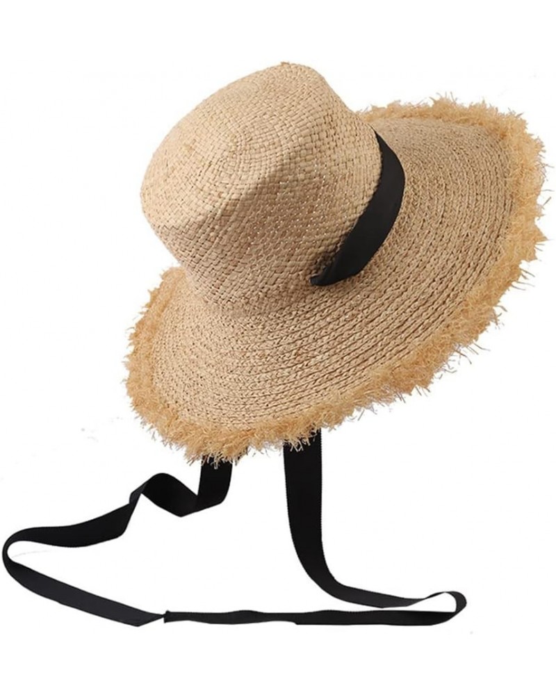 Straw Sun Hat Women Large Jazz Straw Hat Wide Brim Floppy Beach Hat Hand Weave Panama Cap One Size 1 $23.26 Sun Hats