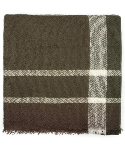 Women's Shawl Wrap Warm Scarf - Cozy Oblong/Plaid Blanket/Stripe Light Circle Infinity Blanket - Olive Green $8.95 Scarves