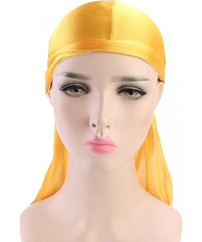 Women's Foldable Color Headband Silky Hat Bundle with Long Stretchy Tail and Wide Womens Winter Hats with Ear Yellow $6.11 Sk...