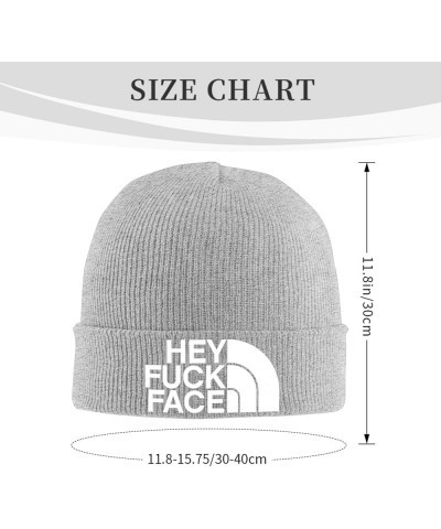 Hey Fuck Face Winter Knitted Hat Soft Warm Beanie Hat Black Gray $11.59 Skullies & Beanies