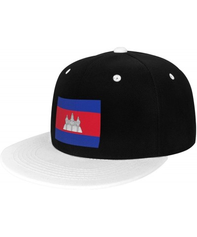 Flag of Cambodia Snapback Hat for Men Women Baseball Cap Trucker Flat Bill Hats Dad Caps White $13.82 Baseball Caps