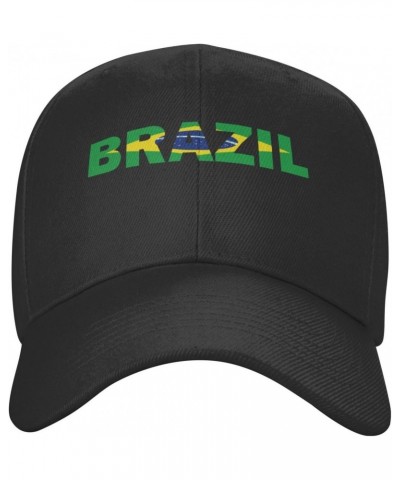 Brazil Flag Brazilian Text Word Art Classic Duckbill Caps for Stylish Sun Protection Black $11.94 Baseball Caps