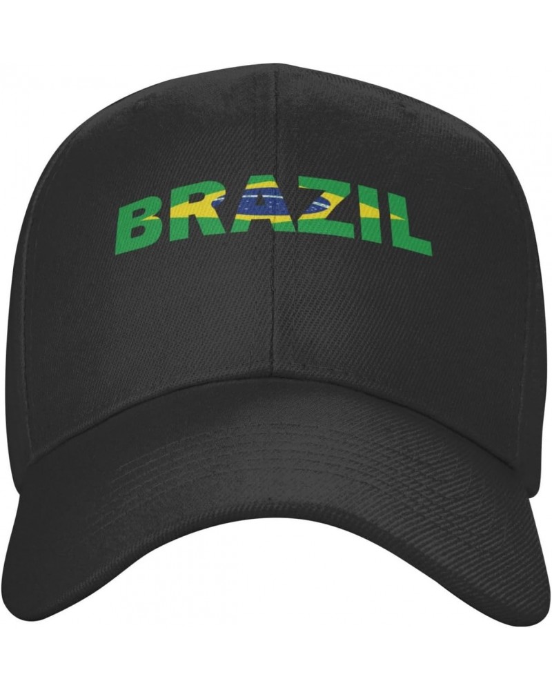 Brazil Flag Brazilian Text Word Art Classic Duckbill Caps for Stylish Sun Protection Black $11.94 Baseball Caps