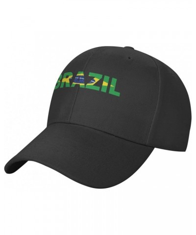 Brazil Flag Brazilian Text Word Art Classic Duckbill Caps for Stylish Sun Protection Black $11.94 Baseball Caps