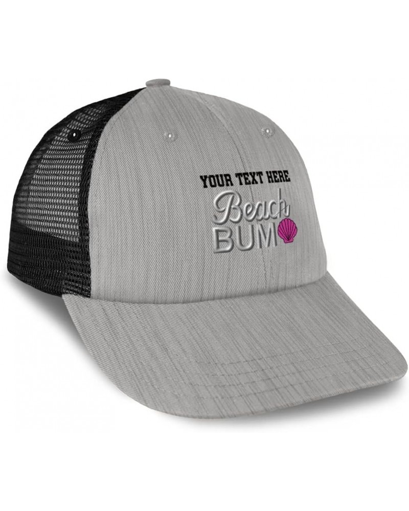 Custom Trucker Hat Baseball Cap Beach Bum Style B Ocean Dad Hats for Men & Women Heather Gray Black Personalized Text Here $1...